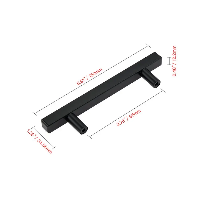 HW436BK Hand Finished Hollow Construction Decorative Cabinet Pull, 3.75 in. Center to Center, Matt Black Stainless Steel Bath Pull, Adds Functionality to Cabinets - Pack of 10