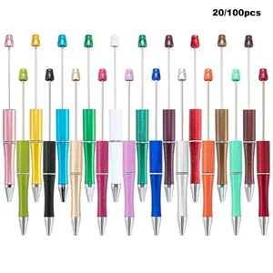Colorful Beadable Pens, 20/100pcs Assorted Designs, Durable Writing Instruments, Black/Blue Refills, Ideal for Crafting & Gifts, Beaded Pens