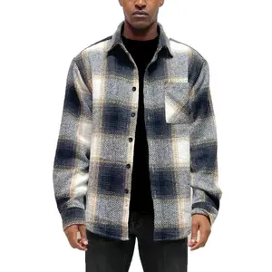 Curtis Shacket Unisex Flannel Shirt Jacket Combination Plaid Overshirt with Chest Pocket, Regular Fit, Available in Black, Brown, Burgundy, and Sand - Classic, Casual