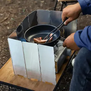 Outdoor Camping Stove Windshield, Portable Foldable Aluminum Alloy Stove Windscreen, Windproof Camping Stove, Outdoor Camping BBQ Supplies, Cooking Supplies, Solocamping, Bikepacking, Glamping
