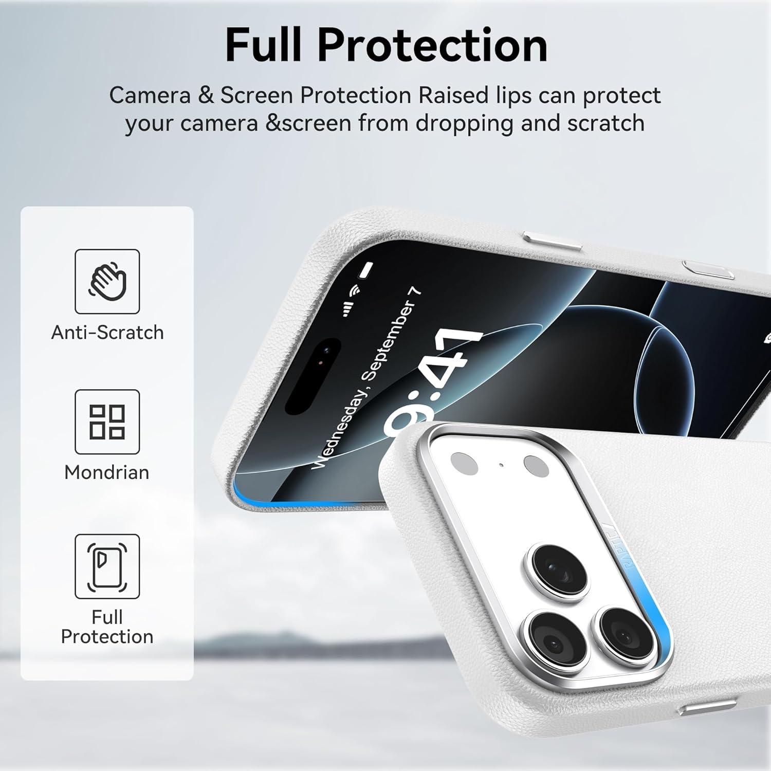 Luxury Leather Texture Case for iPhone 17 16 15 14 13 12 11 X/XS Pro Max Plus, Shockproof Anti-Drop Full Lens Protection, Dirt Resistant Stylish Protective Cover Perfect Gift for Her/Him