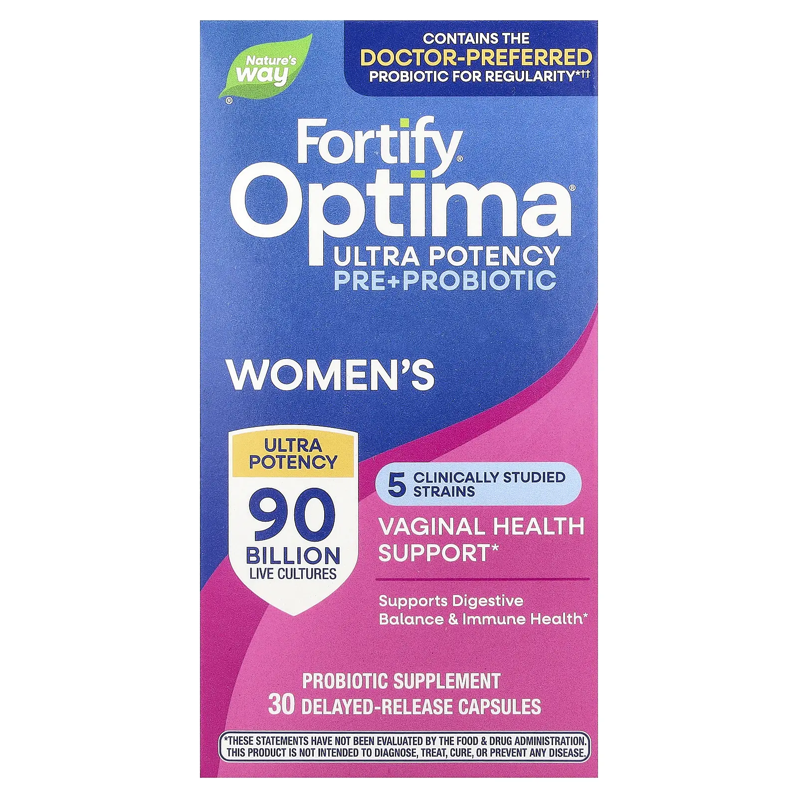 Nature's Way Fortify®, Optima® Pre + Probiotic, Women's, 30 Delayed-Release Capsules