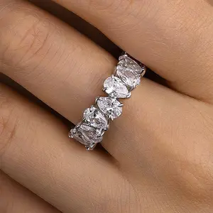 Maxine 4.8ct Pear Cut 5A Cubic Zirconia Female Wedding Band - Women's Marriage Ring Jewelry for Daily Wear, Proposal