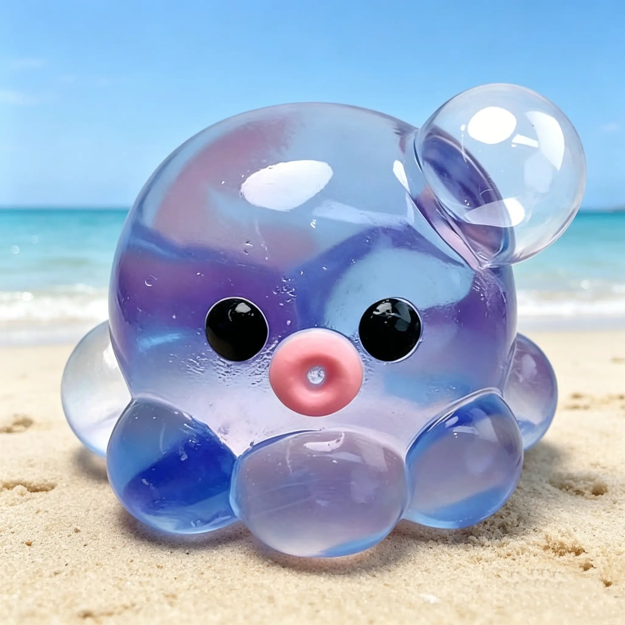 Gradient Blue Transparent Octopus Squishy Toy Kawaii Clear Squeeze Ball Soft Jelly Stress Relief Toy Cute Desktop Decor Ornament