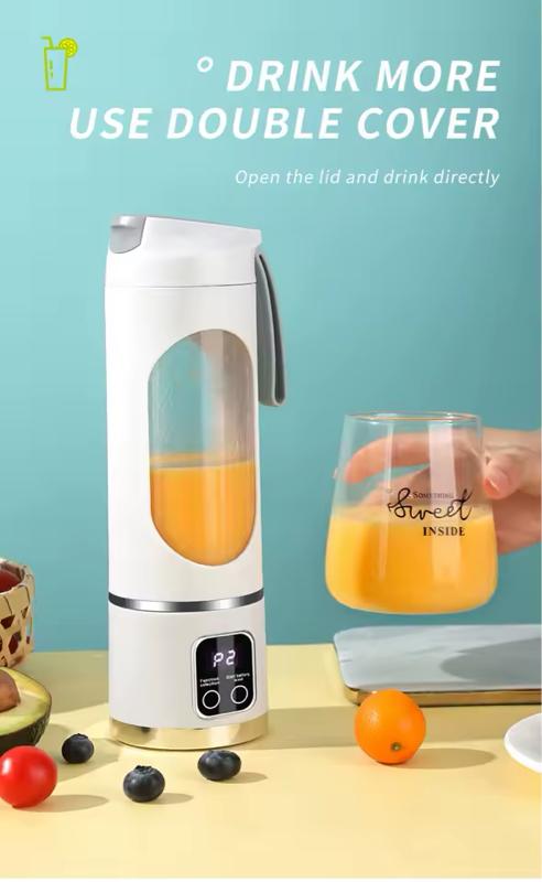 10 Blades Portable Fruit Juicer 450ml Capacity 3 Gears USB Rechargeable Blender Ice Crusher for Smoothies Ice Making