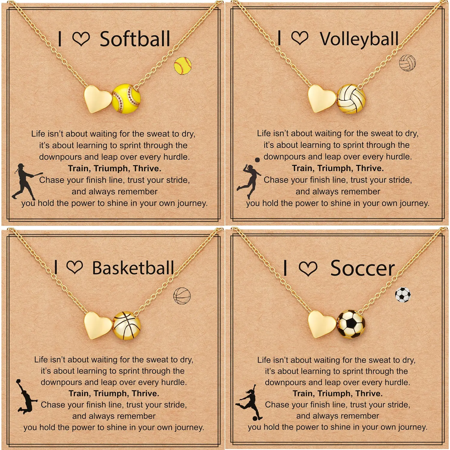 1pc Softball/Soccer/Volleyball/Basketball Necklace for Girls Women, Sports Accessories Jewelry Christmas Gift for Lovers 16+3 Inches