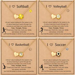 1pc Softball/Soccer/Volleyball/Basketball Necklace for Girls Women, Sports Accessories Jewelry Christmas Gift for Lovers 16+3 Inches