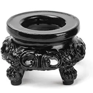 Black Wooden Display Stand for Crystal Sphere Quartz Ball Holder Hollow Wood Stand with Intricate Carvings