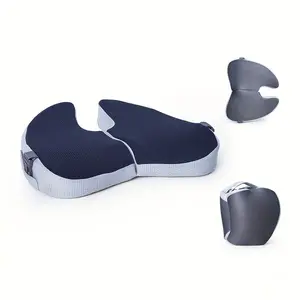 Small Travel Seat Cushion for Airplane, Portable Foldable Seat Cushion, Built in Handles-Memory Foam Chair Cushions to Enhance Posture & Back, for Car, Office, Gaming