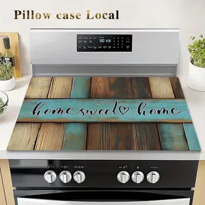 1pc Christmas Decor Stove Top Protector Mat, Wooden rustic decor with "home sweet home" text., Non-Slip Heat Resistant, 72x52cm Multifunctional Suitable for Oven, Washing Machine, Dryer, Kitchen Decoration, Heat Resistant Stove Cover