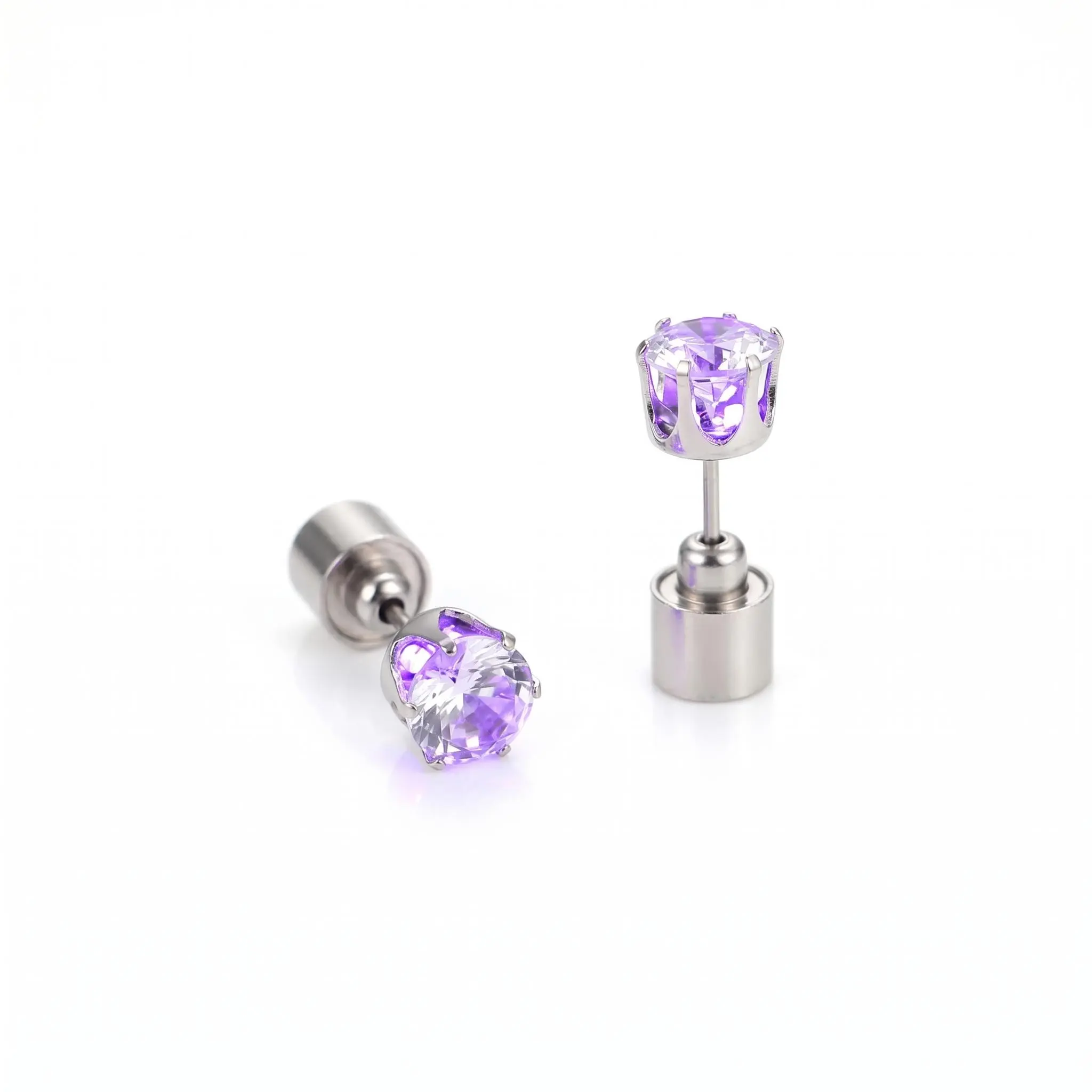 Women's Purple & Multi-Color Glitter LED Ear Stud Earrings - Luminous in the Dark, Sturdy Metal Base, Secure Anti-Fall Design, Piercing Stud Earrings for Casual, Daily, Evening Wear hoop trendy all-match exquisite birthday gift