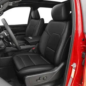 Custom Fit Faux Leather Truck Seat Covers for Dodge Ram 1500 (2009-2018), 2500 (2010-2018) - Limited Full Black Durable Set for Car Interior Protection