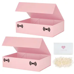 Pink Gift Box,10.7'x7'x2.8' Sturdy Collapsible Gift Boxes with Magnetic Closure