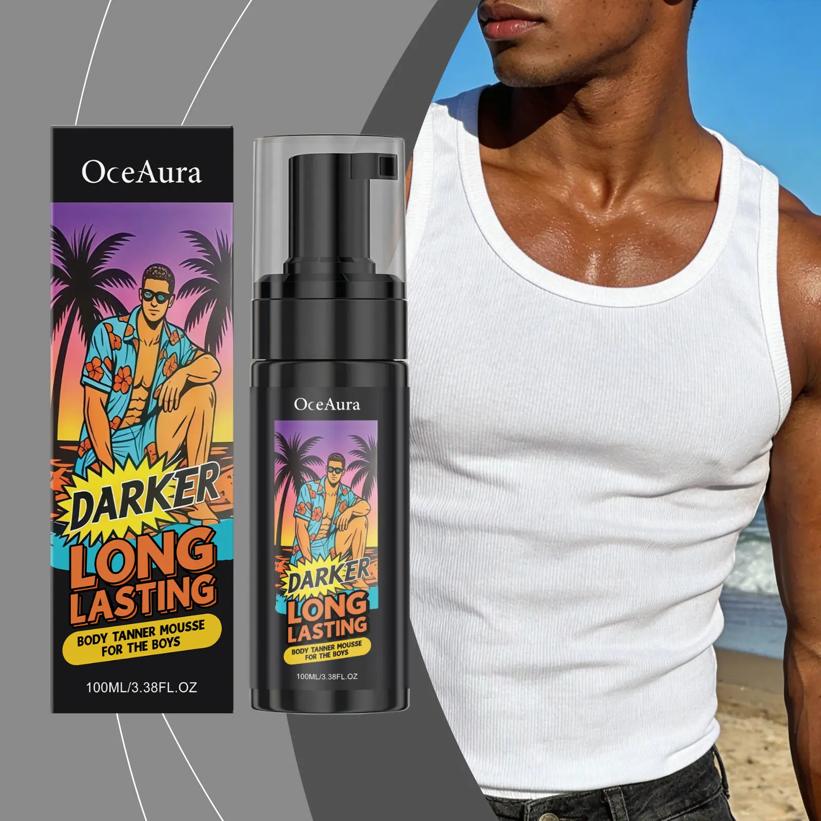 OceAura Hydrating Bronze Glow Skin Mousse, Sunless Body Toning Mousse to Build Natural Wheat Golden Shine for Daily Outdoor Look