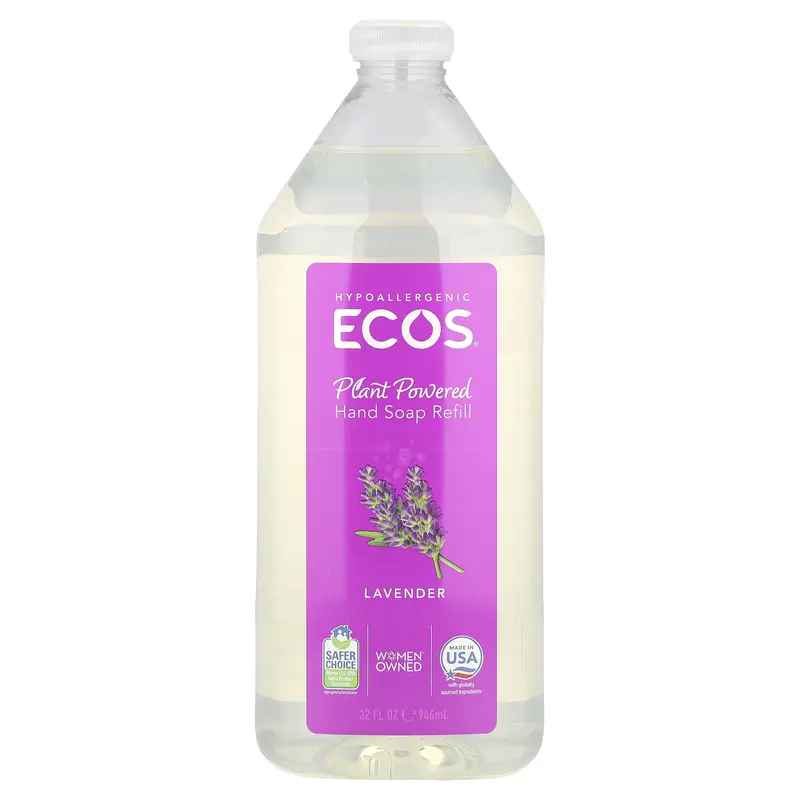 Earth Friendly Products Ecos®, Plant Powered Hand Soap Refill, Lavender, 32 fl oz (946 ml)