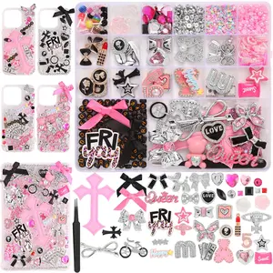 2380 Pcs Junk Phone Case Charms Kit, Charms for Customizing DIY Cases, with Nail Accessories, Cute Bow, Star, Candy, Letter Beads, Flatback Aesthetic Big Decor Easter Basket Stuffers Gift