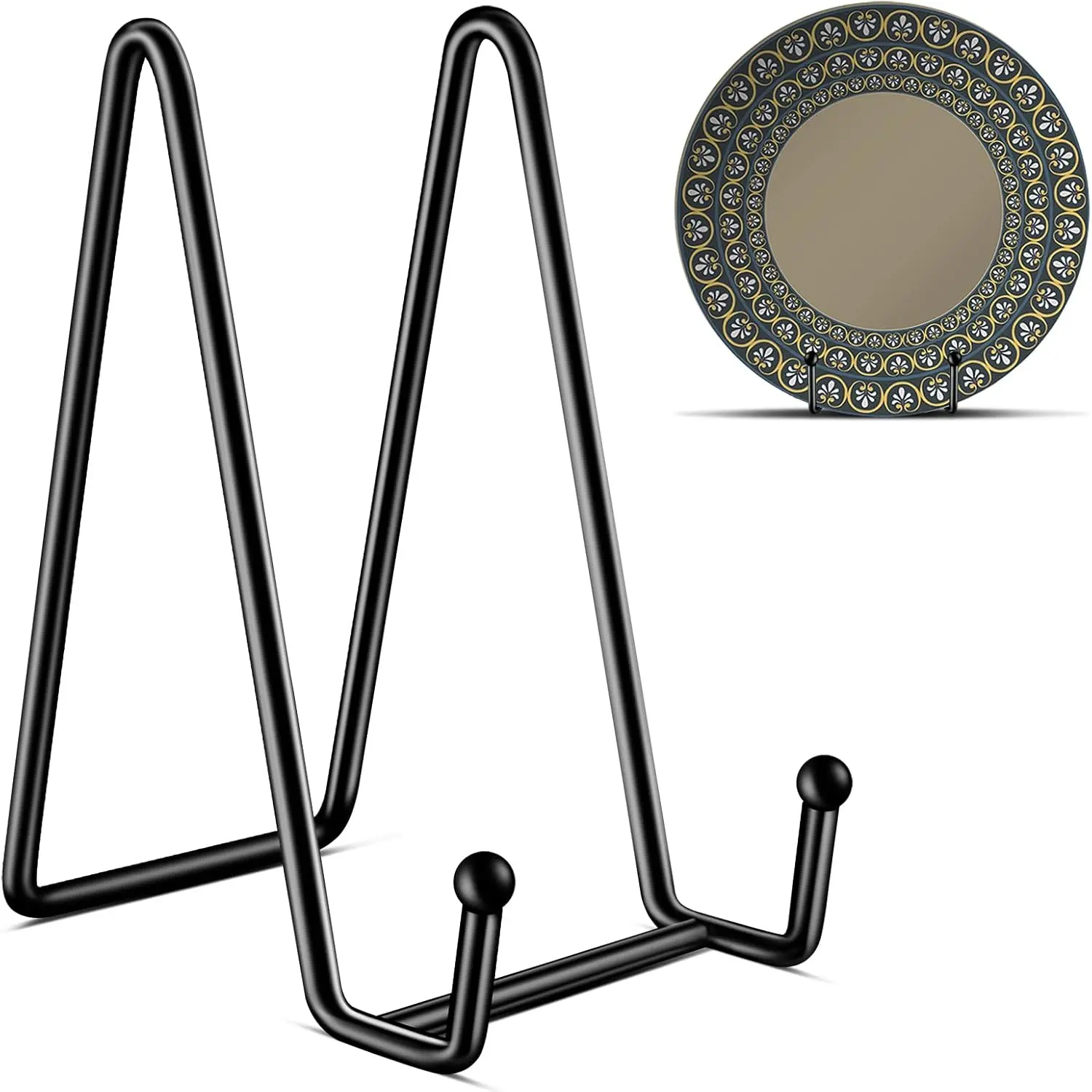 3 Pack 6 Inch Plate Stands for Display, Plate Holder Display Stand, Picture Frame Stand Black Metal Frame Holder Stands for Book,Small Easel,Decorative Plate,Photo and Platter,Tabletop Art