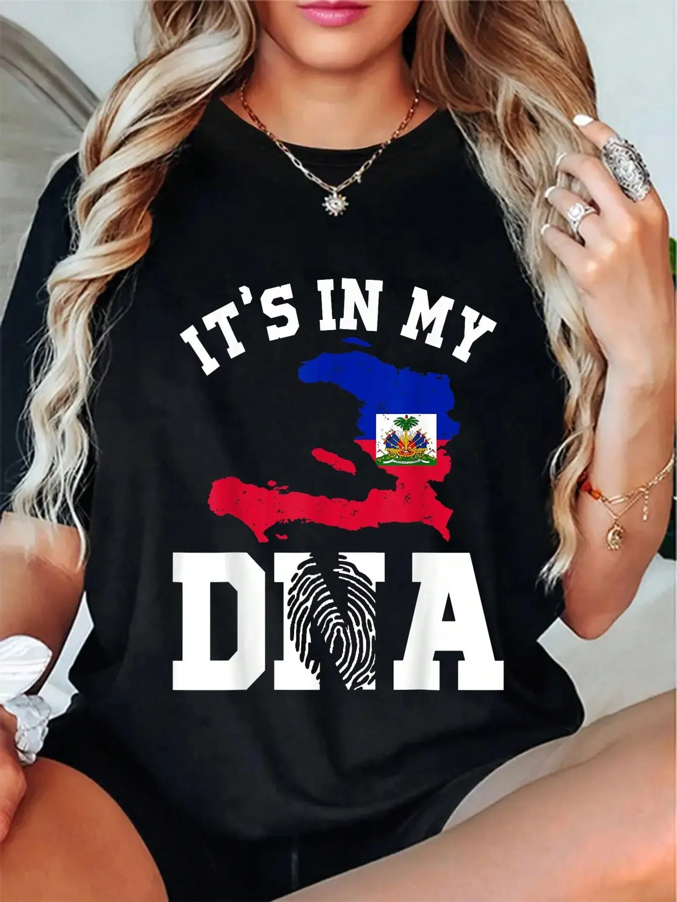 100% Cotton Haiti In My DNA Haitian Pride T-Shirt Haitian Flag Shirt T-Shirt