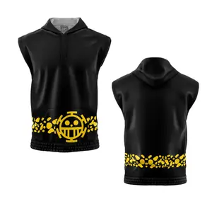 Trafalgar Law Punk Hazard One Piece Sleeveless Hoodie Medium High-Performance Polyester Blend Anime Design