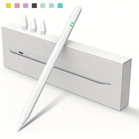 Wireless Touch Screen Stylus Pen for iPad Series (2018-2025, Pro/Air/Mini, 6th-10th Gen) - Tablet Accessories with Button, USB-C Fast Charging, Palm Rejection, Tilt Sensitivity, Aluminum Body, Includes Nibs, USB-C Charger, for Note Taking, Drawing