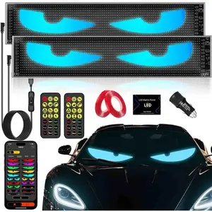 2PC 5800 Lux High-Brightness Devil Eyes LED Light Strips for Cars/Trucks/SUVs - 23.6"x4.73" Customizable Windshield Decoration with App Control, IP68 Waterproof, USB-Powered