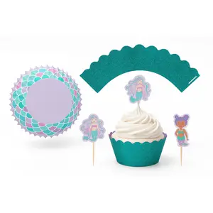 Shimmering Mermaid Cupcake Decorating Kit with Liners and Picks