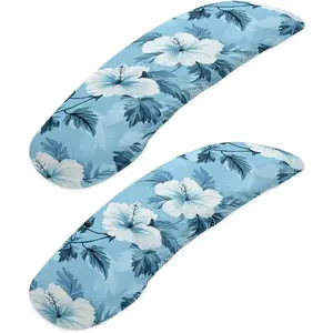 Print Washable Dust-Proof Office Computer Desk Chair Armrest Covers Protectors with Elastic Edge, Blue