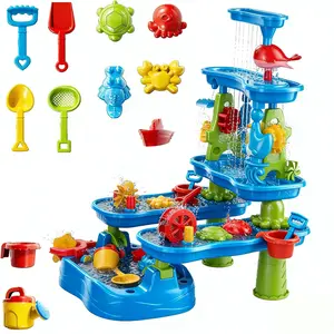 5 Tier Sand and Water Table for Kids Summer Outdoor Beach Surf Play Set Backyard Splash Activity Toy Christmas Birthday Holiday Gift for Toddlers Boys Girls