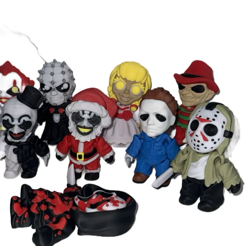 3D Printed Flexi Horror Clown Figurine - 4 in Halloween Aesthetic Desk Toy, Eco-Friendly PLA Collectible Gifts, Miniature Crafts Funny Decor for Horror Fans, Lightweight Home Office Ornament