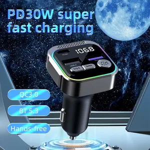 Pd30w Car Charger, Bluetooth-compatible Compatible Vehicle Kit, Dual USB-A and USB-C Chargers, Fm Wireless Transmitter, Mp3 Player Adapter