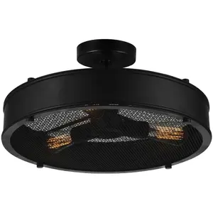 CWI Lighting Tigris 3 Light 16 inch Black Drum Shade Flush Mount Ceiling Light 9904C16-3-101