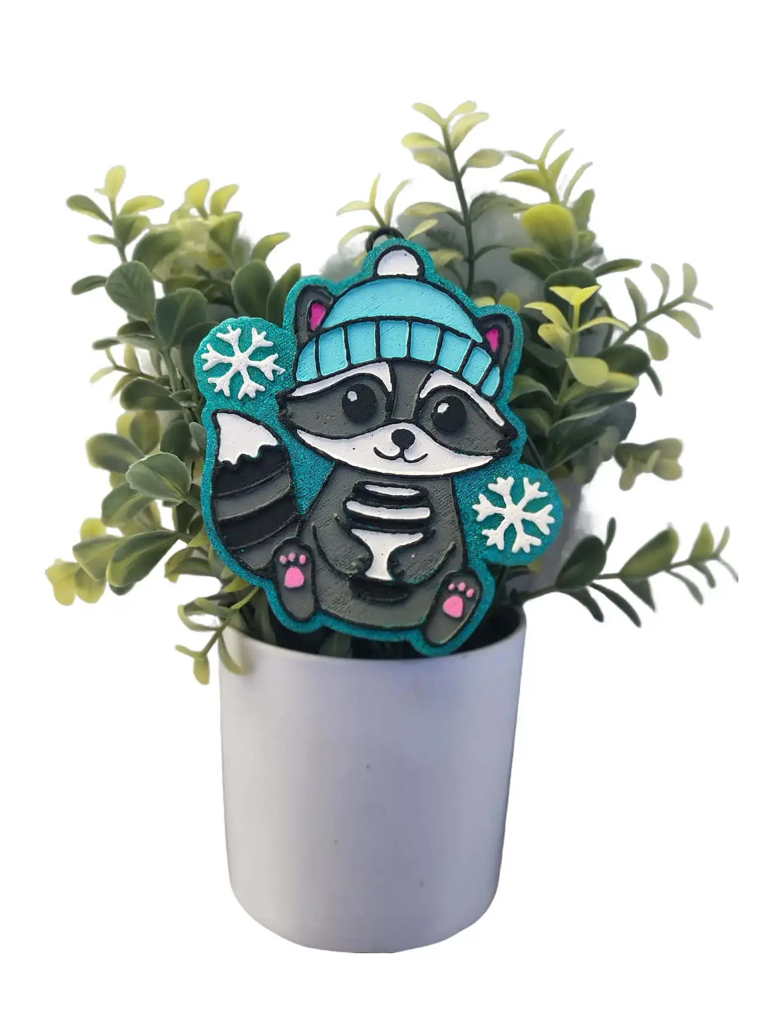 Handmade Cute Raccoon Car Freshie Air Freshener Diffuser - Christmas-Fall Design, Automotive Interior Accessory, Fragrance Oils, 3-6 Wks Lasting Scent, 10" Untied String, Handmade Details Add Personal Charm, No Extra Tools Needed, Minor Imperfections