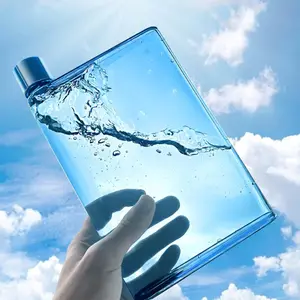 Reusable Slim Flat Water Bottle 420ml Portable - Fits in Pocket &Random Corner.Portable Cup for School,Sports, Travel, Dining Time Drinkware Tumbler