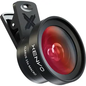 Lens Kit For iPhone,Android, Macro And Wide Angle Lens With LED Light And Case Black
