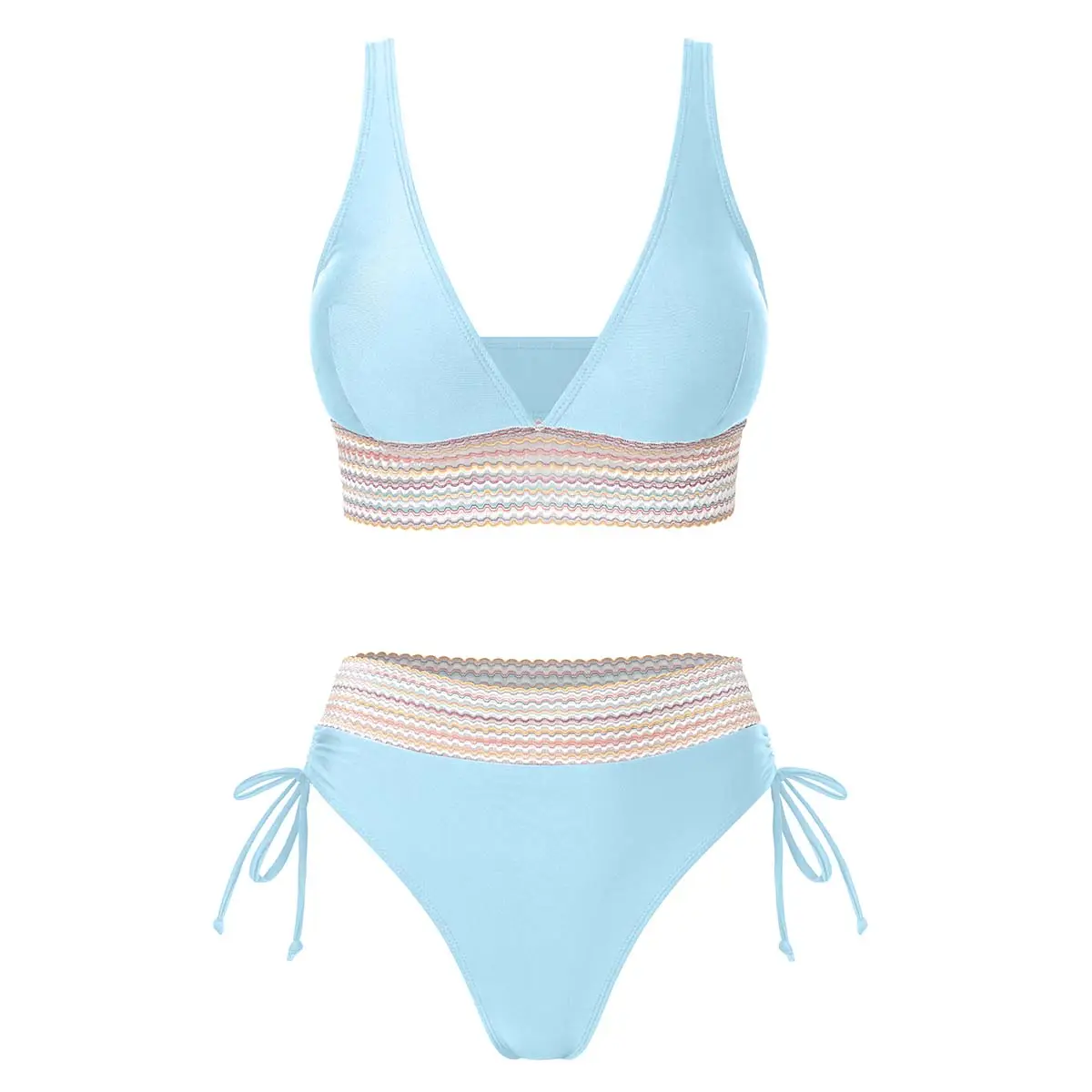 Aprilake Women’s Bikini String 2 Piece Triangle Swimsuit With Simple Lace High Waisted and Drawstring Design Swimming Beach