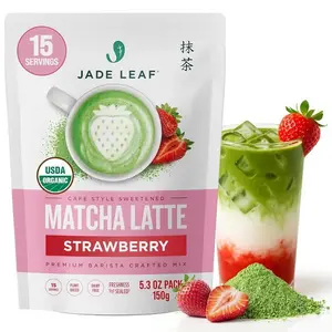 Jade Leaf Matcha Organic Strawberry Matcha Latte Mix - Lightly Sweet Japanese Matcha Green Tea Powder with Organic Cane Sugar for Café Style Blend, 5.3 Ounce / 150g (Pack of 1) Beverage Beverage Beverage