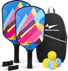 Warping Point Pickleball Paddles Set of 2, USAPA Approved Fiberglass Pickleball Set, Durable & Lightweight Pickle Ball Paddle Rackets 2 Pack with Bag 4 Outdoor Balls for Men Women Beginner Kids Adults