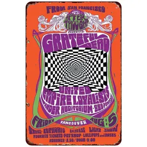 Grateful Dead Concert Vintage Style Aluminum Wall Sign 8 x 12 Inches Retro Decor for Living Room Bar