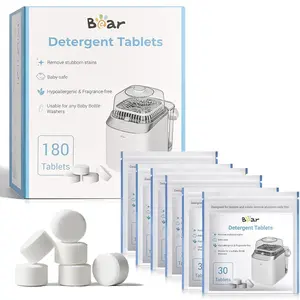 180 Count Bear Official Baby Bottle Washer Tablets, Detergent Tablets for Bear & All Brand Bottle Washers, Powerful Milk Residue Remover