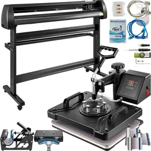 8-In-1 Heat Press Machine, 12x15 Inch Transfer Sublimation Unit, 53 Inch Vinyl Cutter Plotter, DIY Craft System For T-Shirts Mugs And More, Combines Heat Press, Vinyl Cutting, Transfer Printing, And Crafting Capabilities