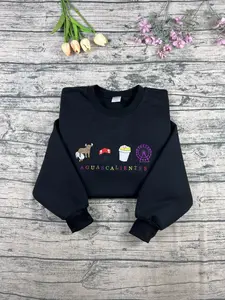 Aguascalientes Embroidered Sweatshirt, Mexico Culture Machine Embroidery , Train Engine sweatshirt