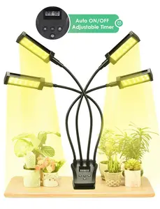 Garden Elements 4 Heads Clip-on Grow Light Growing Lamp for Indoor Plants & Hydroponics, 96W LED, Black