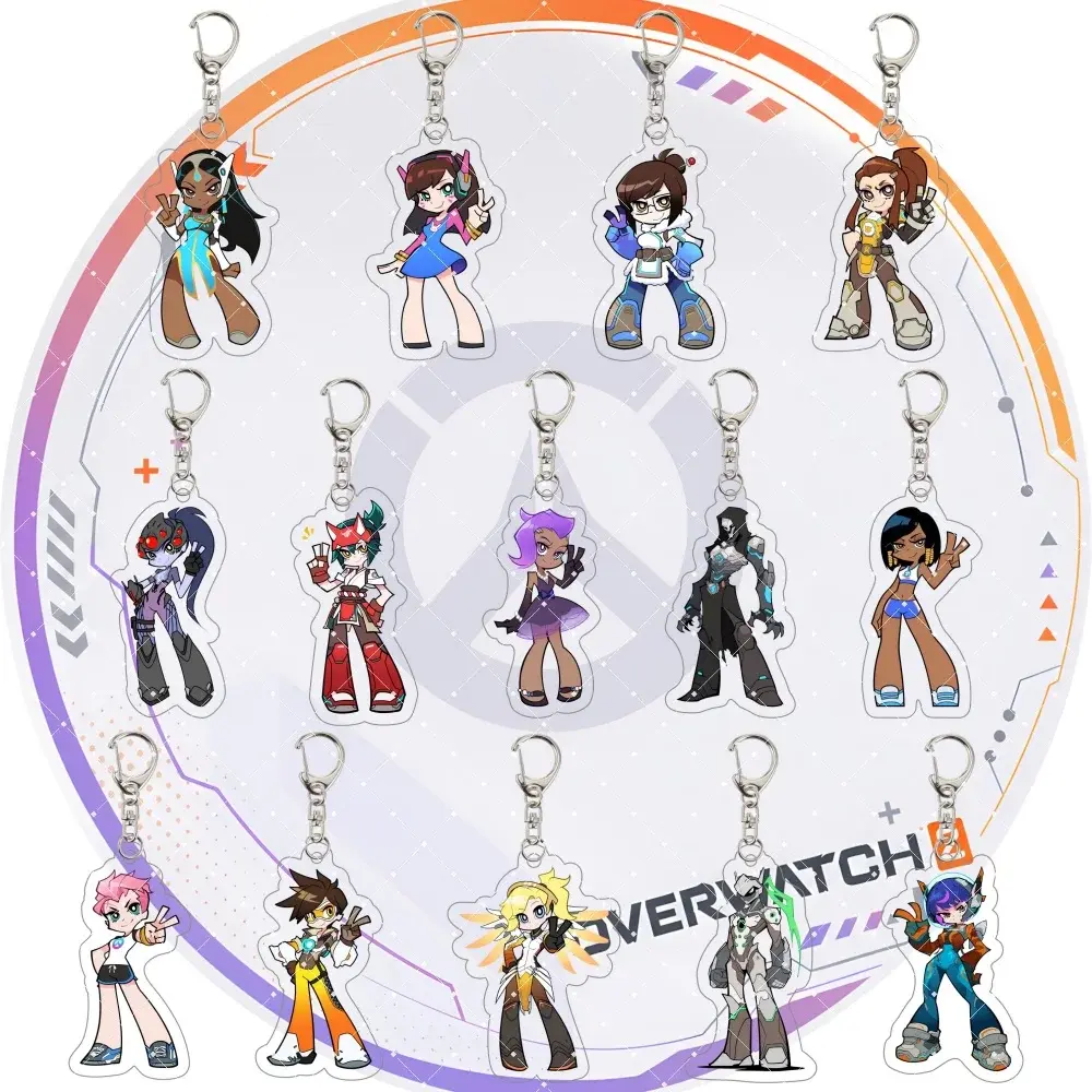 Overwatch 2 Acrylic Keychain Chibi D.Va Mercy Reaper Tracer Kiriko