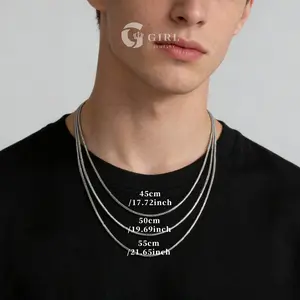 GGIRL Minimalist Stainless Steel Silver-Color Fine Chain Snake Chain Necklace for Man and Women 45/50/55cm in Length ,1.5mm Thick Modern Ins Metal Style for Every Occasion,Trendy Jewelry Matching All Clothe Casual Decor Ideal Gift Giving for Daily/Summer