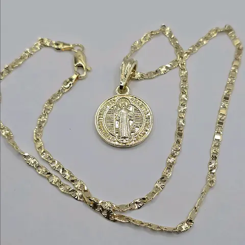 Saint Benedict beautiful chain regular style small pendant 18"inches 24"inches chains available GOLD-PLATED