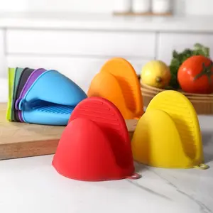 Silicone Oven Mitts Set, Heat Resistant Kitchen Gloves, Mini Pot Holders for Cooking & Baking, Rubber Air Fryer Gloves, Kitchenware, 2 Piece Pack