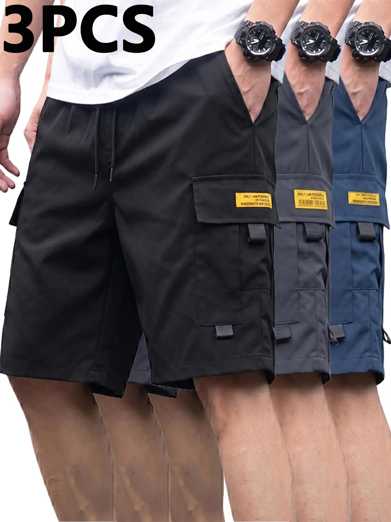 Summer Men's cargo shorts, Outdoor Streetwear, Multiple Pockets, Shorts with pockets, Waist Tie Design, Comfortable Breathable Athletic Shorts, Ideal for Daily Casual Sports Wear