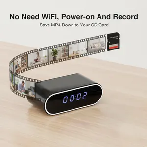Alarm Clock  2-in-1 HD  | WiFi & AP Hotspot for Remote Viewing | Local Storage on SD Card | 2600mAh Rechargeable Battery Wireless Use | HD Night Vision | Motion Detection | Smart  for Home, Office, Store