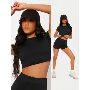 BASICS Solid Mock Neck Crop Top