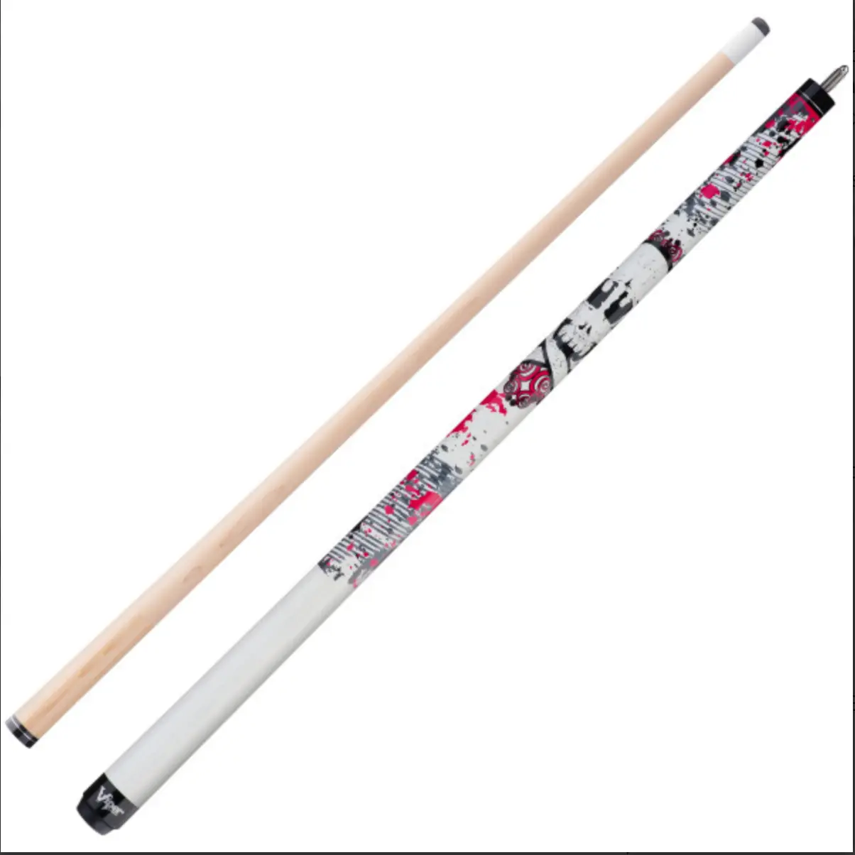 Viper by GLD Products Underground Youth Billiard Cue, Pink Bones Maple Wood, Le Pro Leather Tip, Euro Taper, Tough ABS Joints, Compact, Brass Pins